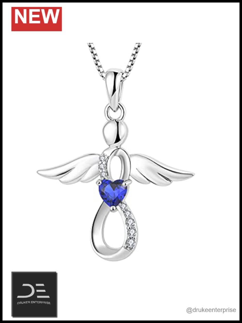 Sterling Silver Guardian Angel Infinity Pendant Necklace 925 for Women Gift